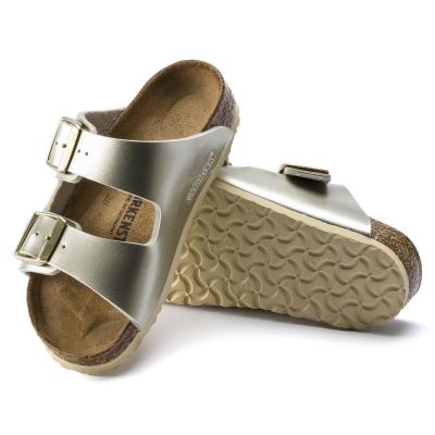 2. Birkenstock Arizona Kids Birko-Flor Electric Metallic Gold Narrow Flip-Flops (1014841)