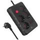 MACLEAN POWER STRIP, EXTENSION CORD 4 OUTLETS + 3XUSB, 110-240V AC 50/60HZ, 2.1A MAX 2500W, 1.5M, BLACK MCE392 B