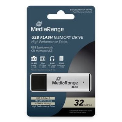 4. MediaRange MR1900 USB Flash Drive 32GB USB Type-A 3.2 Gen 1 (3.1 Gen 1) Black, Silver