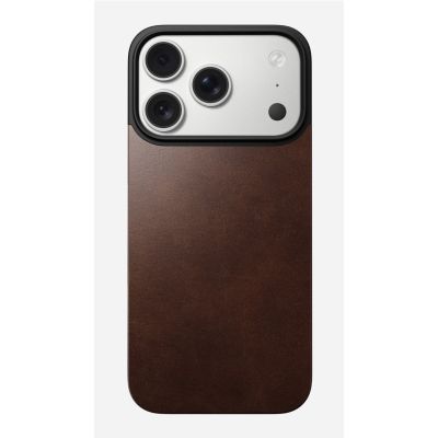 5. NOMAD Magnetic Leather Back - Magnetic case for iPhone 18 Pro / 17 Pro, compatible with MagSafe, Horween leather (rustic brown)