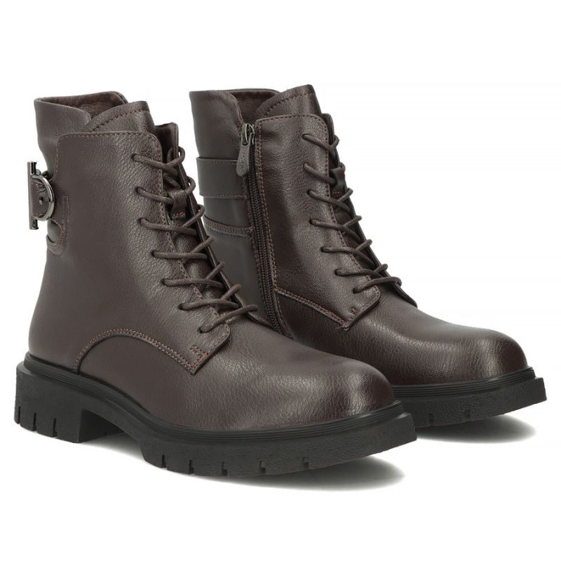 4. Women's leather ankle boots, dark brown, Filippo DBT8018