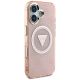 4. Guess IML Metal Glitter 4G Circle Triangle MagSafe case for iPhone 16 - pink
