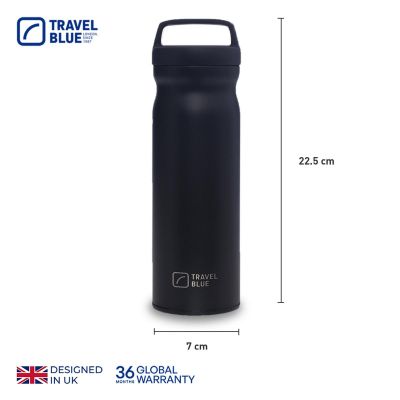 7. TRAVEL BLUE BLACK THERMAL BOTTLE