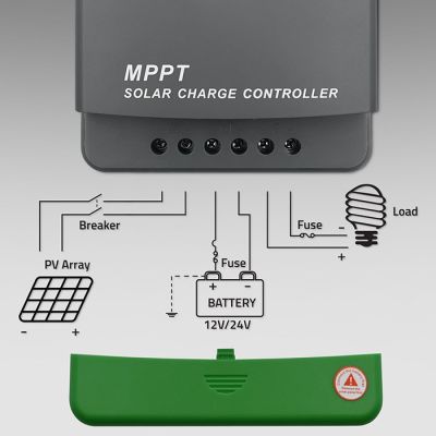 3. Qoltec 53665 MPPT solar charge controller with temperature sensor 60A | 12V / 24V | LCD | Bluetooth | APP | GEL | LiFePO4