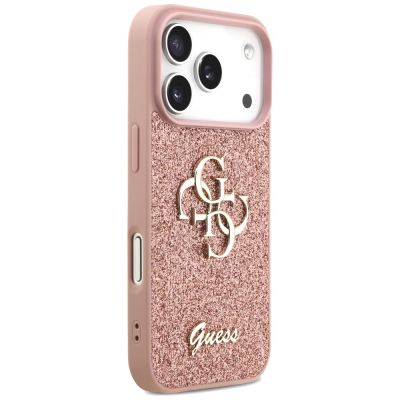 4. Guess Fixed Glitter Big 4G Case for iPhone 17 Pro - Pink