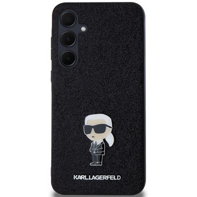 3. Karl Lagerfeld Fixed Glitter Ikonik Logo Metal Pin case for Samsung Galaxy A35 - black