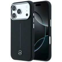 Mercedes Leather Semi Wrap Iconic Line MagSafe Case for iPhone 17 Pro - Black