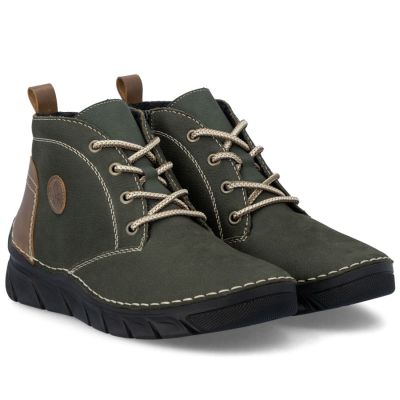 4. Women's leather ankle boots insulated green Rieker 55036-54