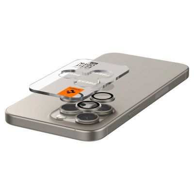 6. Spigen Optik.tR EZ Fit Camera Protector for iPhone 14 Pro / Pro Max / 15 Pro / Pro Max - Natural Titanium 2 pcs.