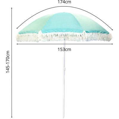 5. BEACH AND GARDEN UMBRELLA WITH FRINGE 174 CM GREEN