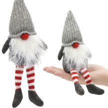 DECORATIVE SITTING GREY CHRISTMAS GNOME RED NOSE 13+10 CM