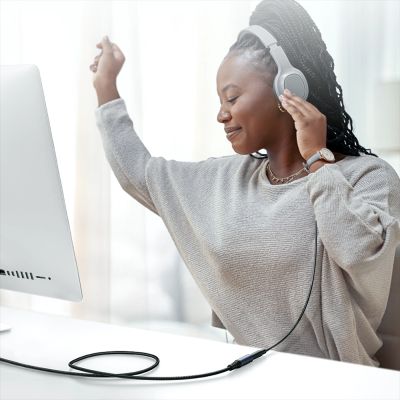 8. Joyroom stereo audio cable AUX 3.5 mm mini jack (male) - mini jack (female) 1.2 m black (SY-A09)