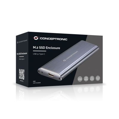4. Conceptronic HDE01G Hard Drive Enclosure SSD Case Gray M.2