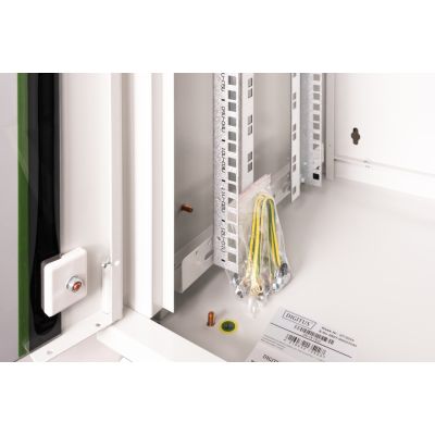 5. Digitus Unique 19" 12U 600x450 wall-mounted network cabinet, glass door, gray, undivided, assembled, 100kg