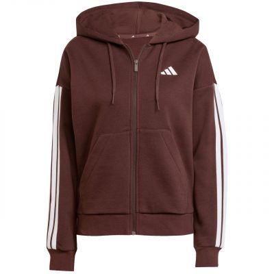 2. Women's adidas Essentials 3-Stripes Full-Zip Fleece Hoodie Brown JY3082