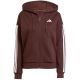2. Women's adidas Essentials 3-Stripes Full-Zip Fleece Hoodie Brown JY3082