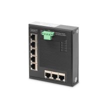 8-port Gigabit Ethernet Switch, DIN mount, extended temperature range.