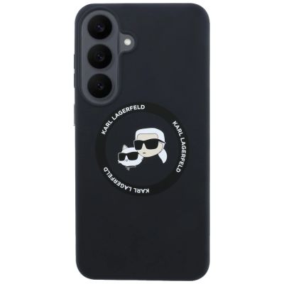3. Karl Lagerfeld Silicone Karl&Choupette Heads MagSafe Case for Samsung Galaxy S26 FE - Black