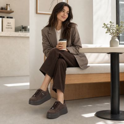 9. Women's brown leather platform shoes Filippo 6246