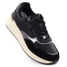 Women's black leather metallic shoes Filippo DP7105/25