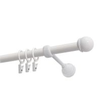 Single Curtain Rod Ø 19 mm White 160 cm MAX Finial with Rings KOWALSKI