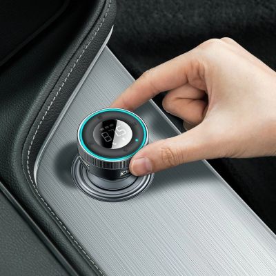 11. Baseus Enjoy FM transmitter car charger LED 2x USB / 3.5mm jack wireless MP3 player Bluetooth 5.0 3.4A black (CCLH-01)
