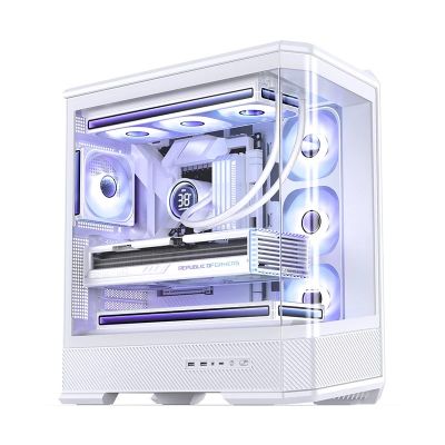 7. Jonsbo D400 PC Case, Midi Tower, ATX, Tempered Glass - White