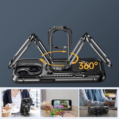 8. Joyroom Dual Hinge case for iPhone 14 Plus armored case with a stand and a ring holder black