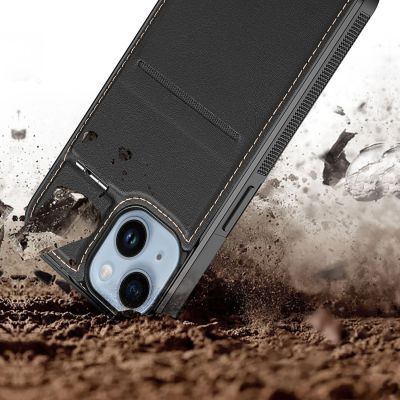 13. 3in1 Wallet Case with Stand for iPhone 15 Plus MagSafe RFID Blocker Dux Ducis Rafi Mag - Black