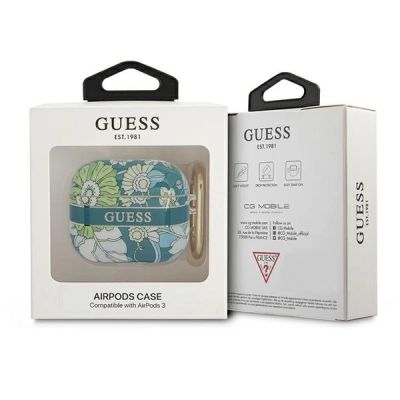 3. Guess GUA3HHFLN AirPods 3 cover green/green Flower Strap Collection
