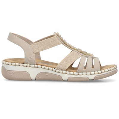 2. Women's beige wedge sandals Rieker 66201-62