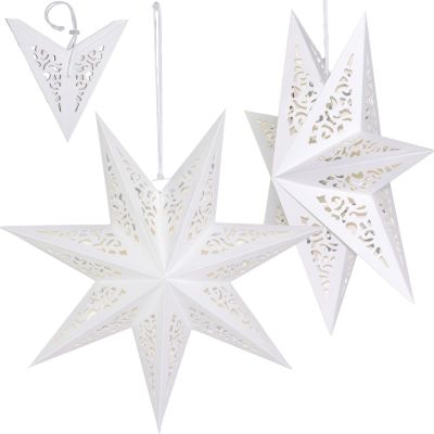 PAPER DECORATION STAR 45CM 7 ARMS WHITE