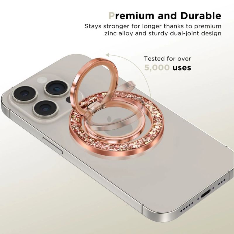 2. Tech-Protect MMR200 magnetic holder / ring with MagSafe - pink with crystals