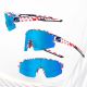 5. Rockbros Polarized Cycling Glasses with UV Protection and Corrective Insert Blue Lenses - USA Pattern - White