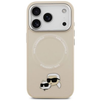 3. Karl Lagerfeld Karl & Choupette Pins MagSafe Case for iPhone 17 Pro Max - Beige
