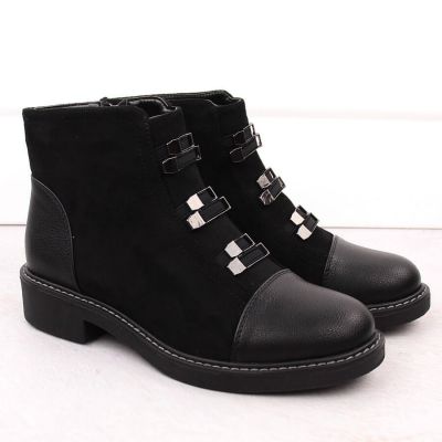 9. Women’s Black Suede-Look Ankle Boots with Warm Lining M.Daszyński SA252-4