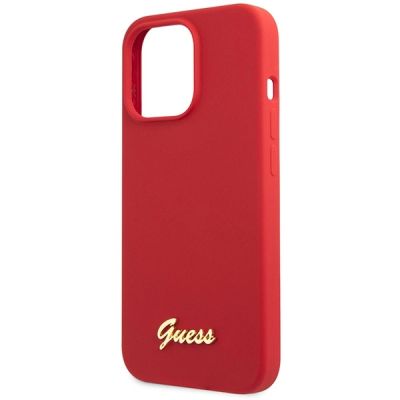 6. Guess GUHCP13XLSLMGRE iPhone 13 Pro Max 6.7" red/burgundy hard case Silicone Vintage Gold Logo