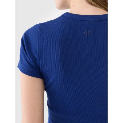 6. Women's slim ribbed t-shirt 4F 4FWSS25TTSHF1968-30S