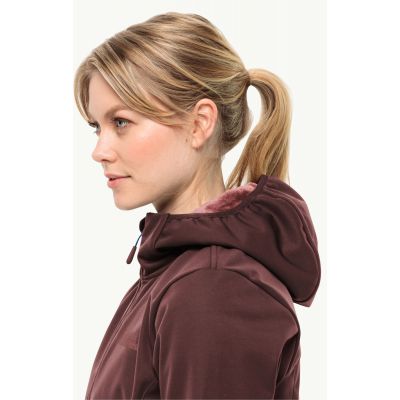 5. Jack Wolfskin Windhain Hoody W women's softshell jacket with hood, red (1307481_2866)