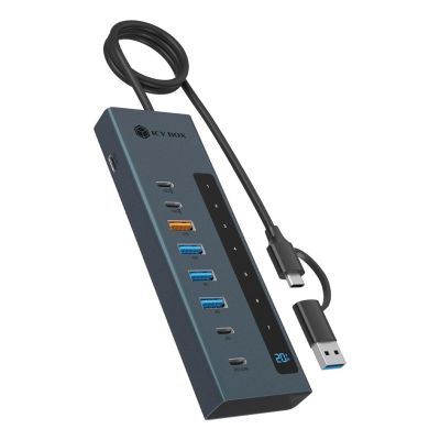 ICY BOX IB-HUB1743-CPD USB 3.2 Gen 2 (3.1 Gen 2) Type-A + Type-C 10000 Mbit/s Blue
