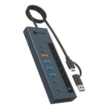 ICY BOX IB-HUB1743-CPD USB 3.2 Gen 2 (3.1 Gen 2) Type-A + Type-C 10000 Mbit/s Blue
