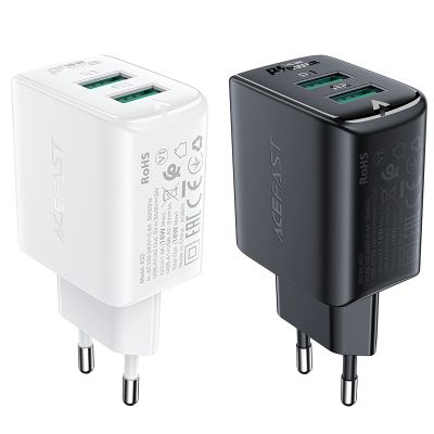 6. Acefast charger 2x USB 18W QC 3.0, AFC, FCP white (A33 white)