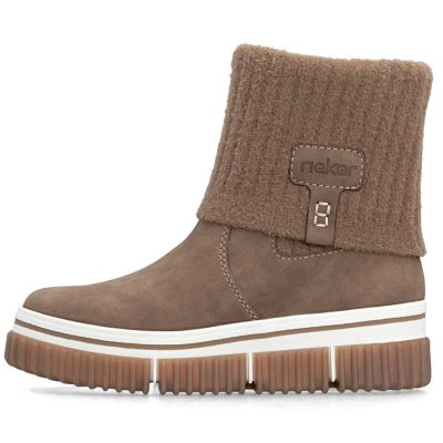 10. Brown women's ankle boots with a sock, Rieker Y6350-24