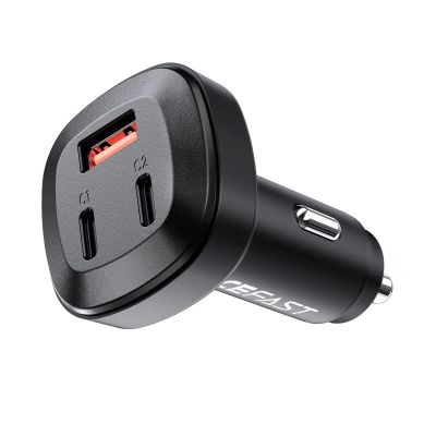 3. Acefast car charger 66W 2x USB Type C / USB, PPS, Power Delivery, Quick Charge 4.0, AFC, FCP, SCP black (B3 black)
