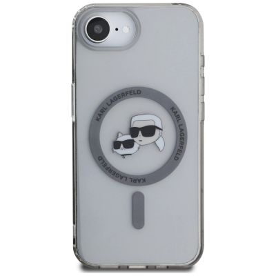3. Karl Lagerfeld IML Metal Karl & Choupette Heads MagSafe iPhone 16e Case - Black