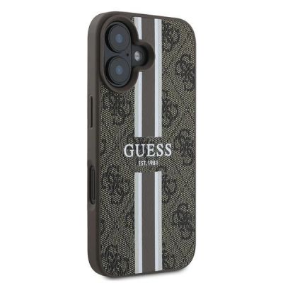 4. Guess 4G Printed Stripes MagSafe iPhone 16 Plus Case - Brown