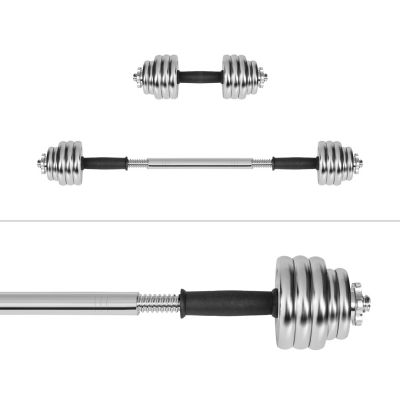 10. REBEL ACTIVE ADJUSTABLE CHROME DUMBBELLS IN CASE WITH BAR, 15 KG SET