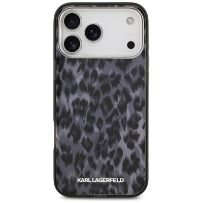 3. Karl Lagerfeld IML Leopard Pattern MagSafe Case for iPhone 17 Pro Max - Black