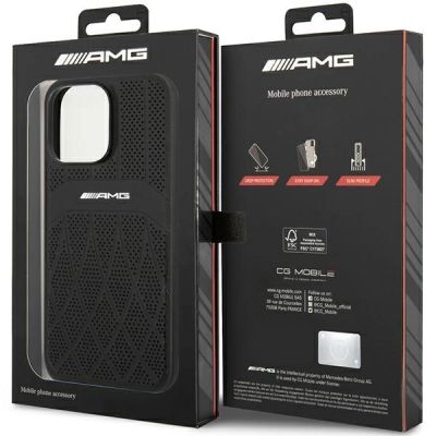 8. AMG AMHMP14XOSDBK iPhone 14 Pro Max 6.7" black/black hardcase Leather Curved Lines MagSafe