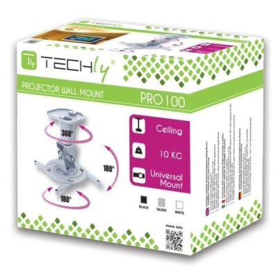 2. TECHLY CEILING PROJECTOR MOUNT 22CM 10KG WHITE